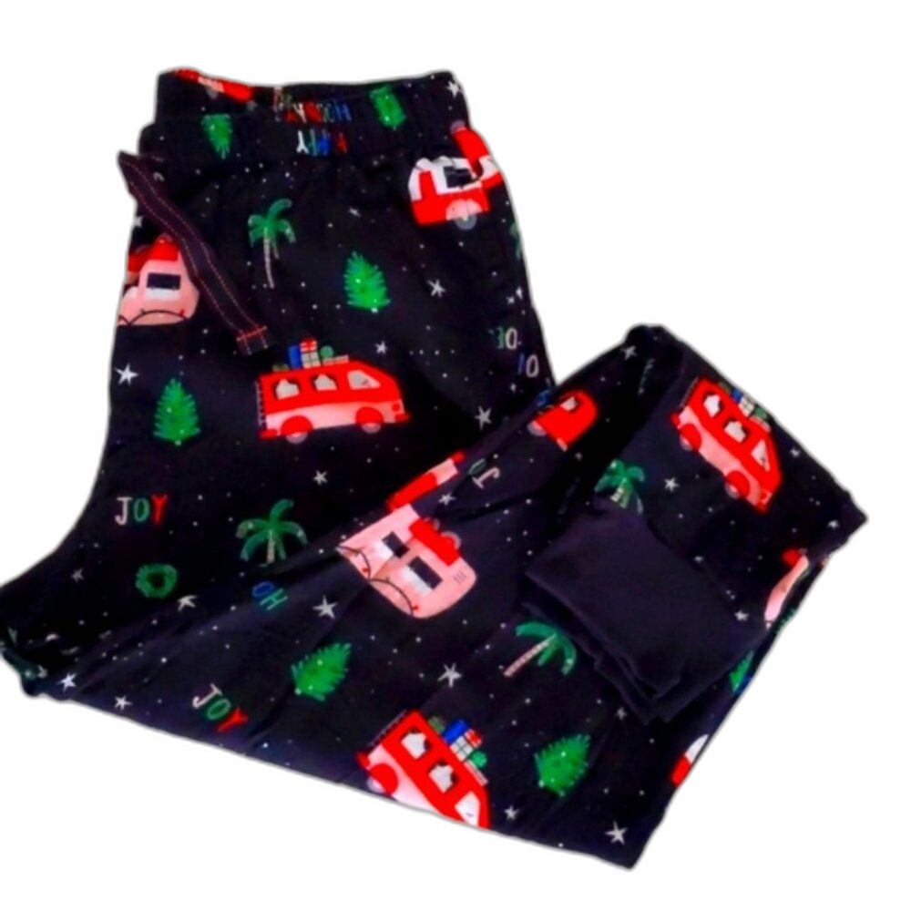 NEW Men's Old Navy Holiday Christmas Campers Cotton Pajama Pants Black Red XS - Picture 3 of 3